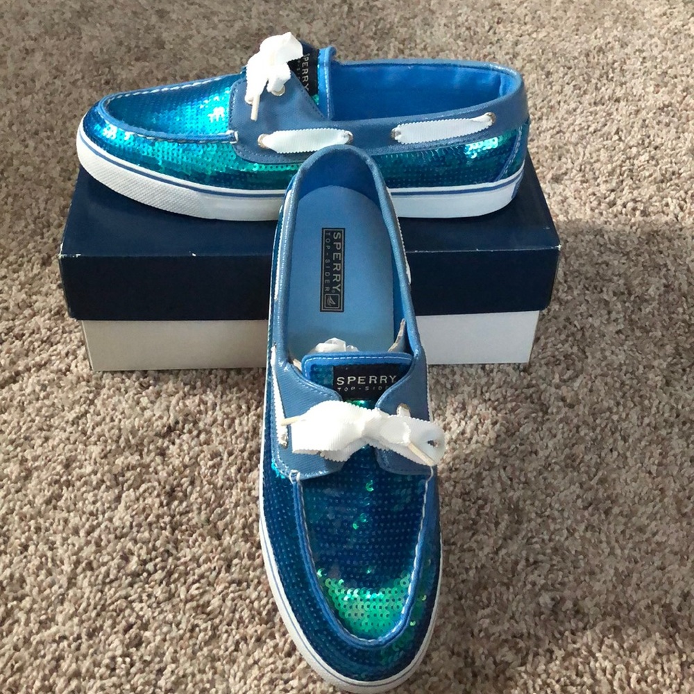 Brand New Blue Sequin Sperry Top-Sider Shoes